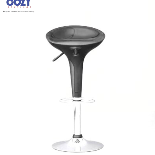 Modern Swivel ABS Plastic Polished Chrome Lounge Area Bar Stool 1 Seater -Black