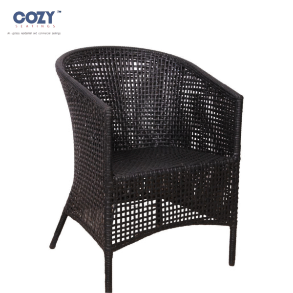 Papasan Synthetic PE Rattan Outdoor Seating Patio Furniture 1 Net Seater- Black