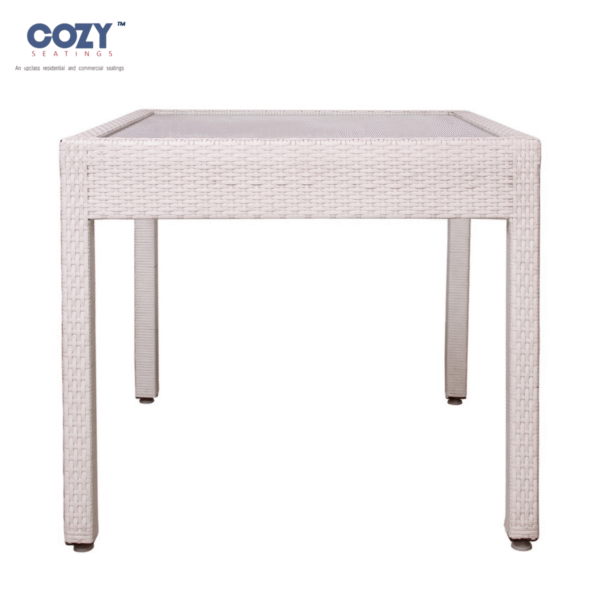 Papasan Synthetic PE Rattan (Wicker) Outdoor Seating Patio Furniture Square Table- White