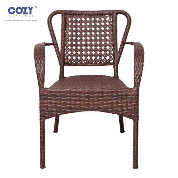 Papasan Synthetic PE Rattan (Wicker) Outdoor Seating Patio Furniture 1 Seater Bucket Style Chair- Dark Brown
