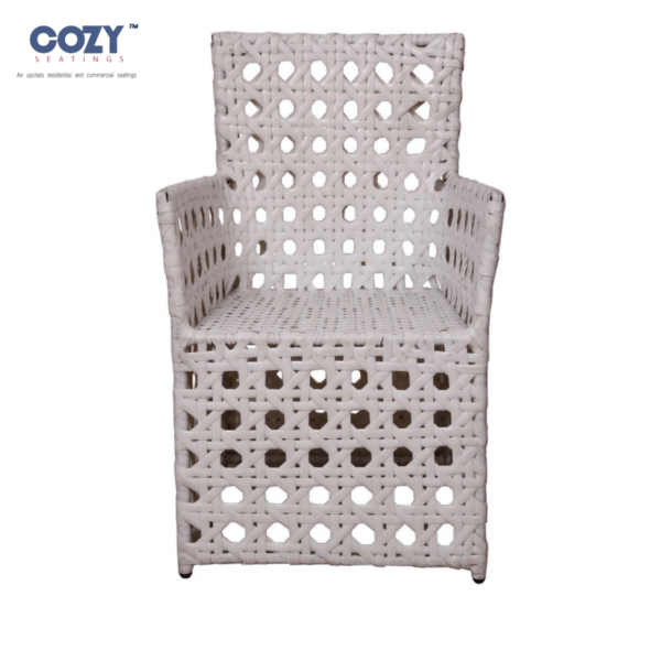 Papasan Synthetic PE Rattan (Wicker) Outdoor Seating Patio Furniture 1 Net Seater Chair- White