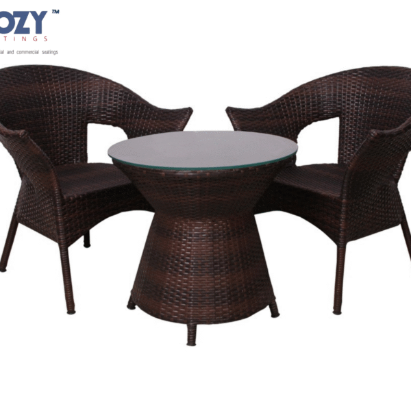 Papasan Synthetic PE Rattan Patio and Balcony Outdoor Seating Set of 2- Brown(2+Centre Table)