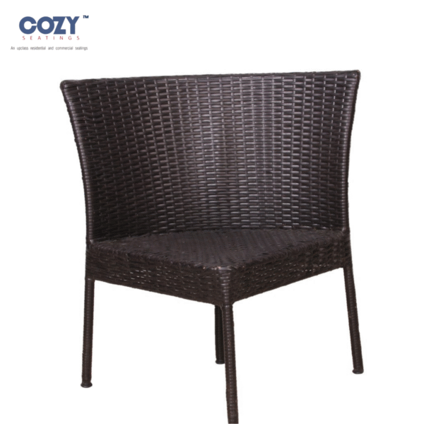 Papasan Synthetic PE Rattan (Wicker) Outdoor Seating Patio Furniture 1 Seater Angled Wrap Chair- Black