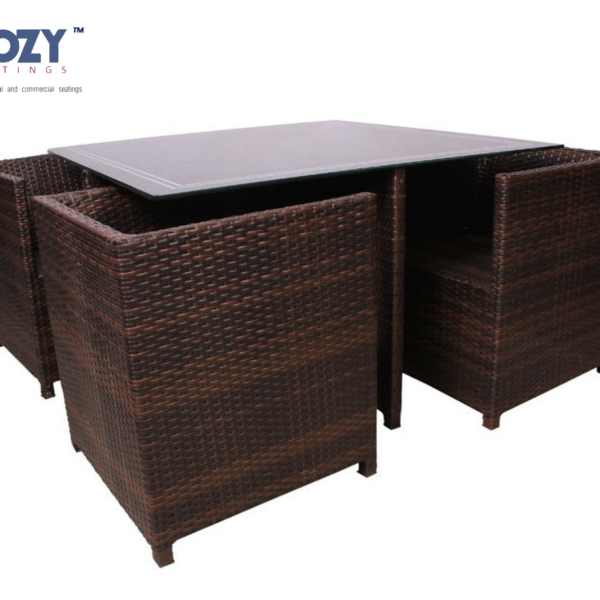 Papasan Synthetic PE Rattan Outdoor Seating Patio Furniture Set of 4- Brown(4+Square Table)