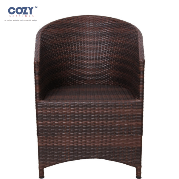 Papasan Synthetic PE Rattan (Wicker) Outdoor Seating Patio Furniture 1 Seater Angled Circular Chair- Brown