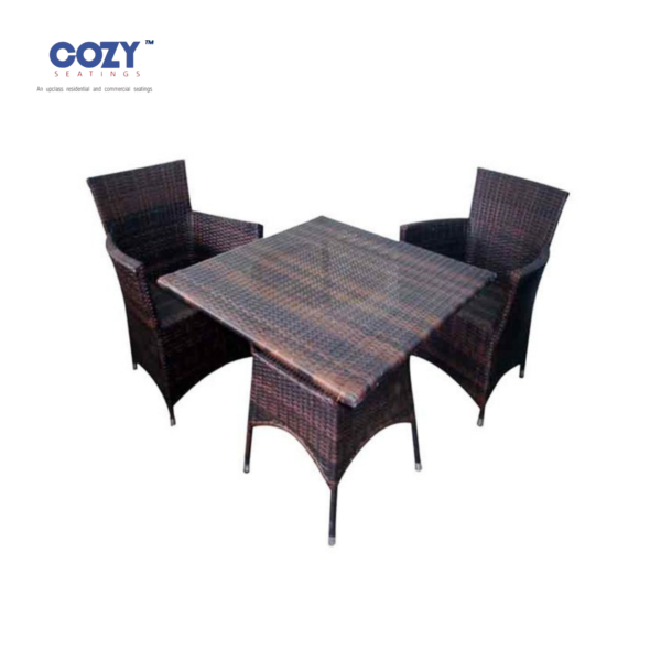 Papasan Synthetic PE Rattan Patio and Balcony Outdoor Seating Set of 2- Green Brown(2+Centre Table)