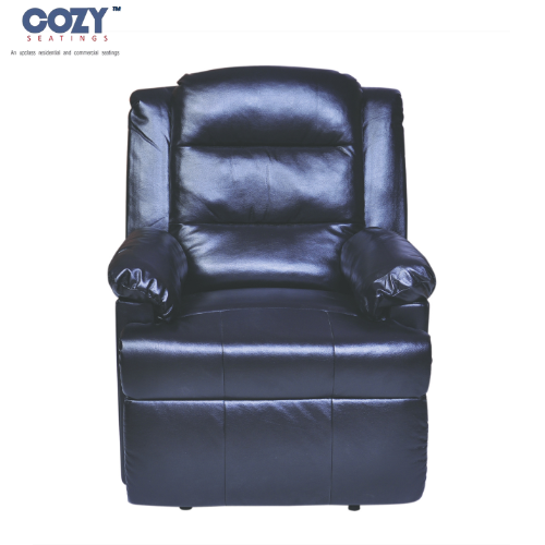 Sierra Leatherette upholstery Theatre Manual Recliner Chair 1 Seater -Black