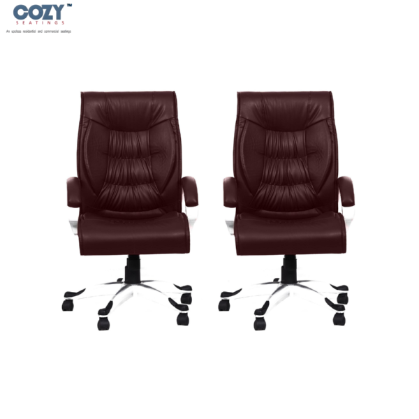 Stylux Premium Synthetic Rattan Office Furniture Executive Chairs Set of 2- Make Brown