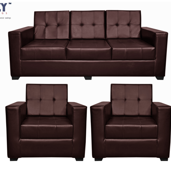 Urban Elite Premium Leatherette upholstery Sectional Designer Sleek Sofa 5 Seater Set- Dark Brown(3+1+1)