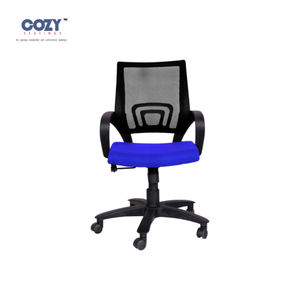 Stylux Premium Synthetic Rattan Office Furniture Staff Chair Set of 1- Blue