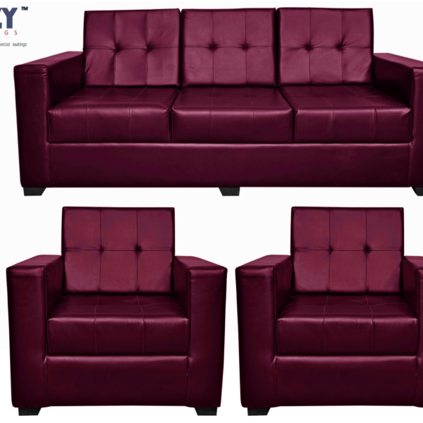 Urban Elite Premium Leatherette upholstery Sectional Designer Sleek Sofa 5 Seater Set- Pink(3+1+1)