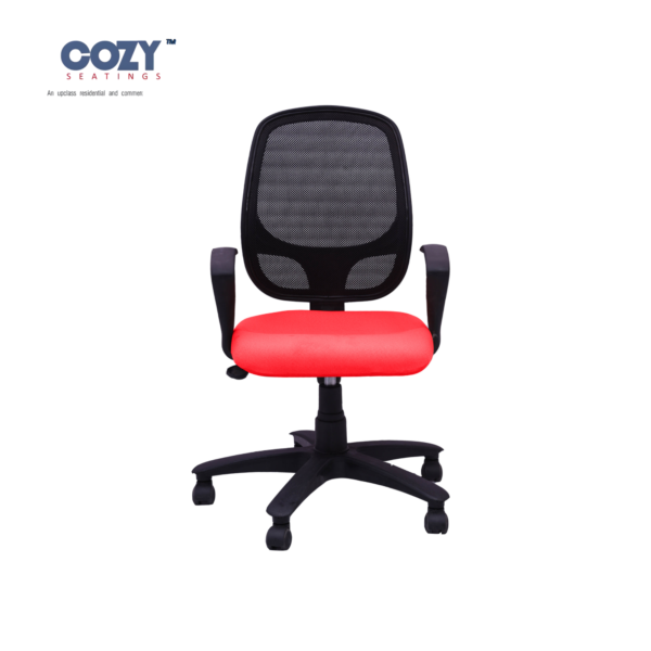 Stylux Premium Synthetic Rattan Office Furniture Mesh Chair Set of 1 - Red