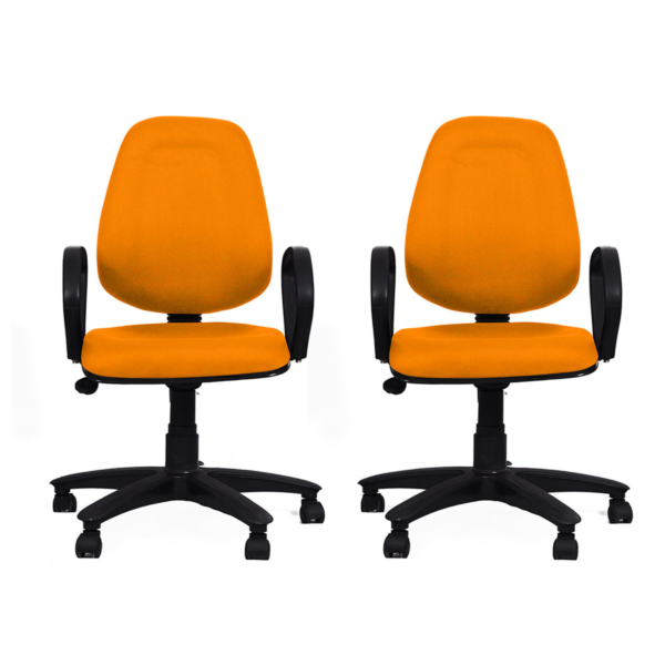 Stylux Premium Synthetic Rattan Office Furniture Conference Chairs Set of 2- Yellow