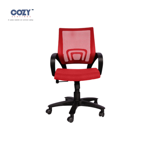Stylux Premium Synthetic Rattan Office Furniture Staff Chair Set of 1 - Red