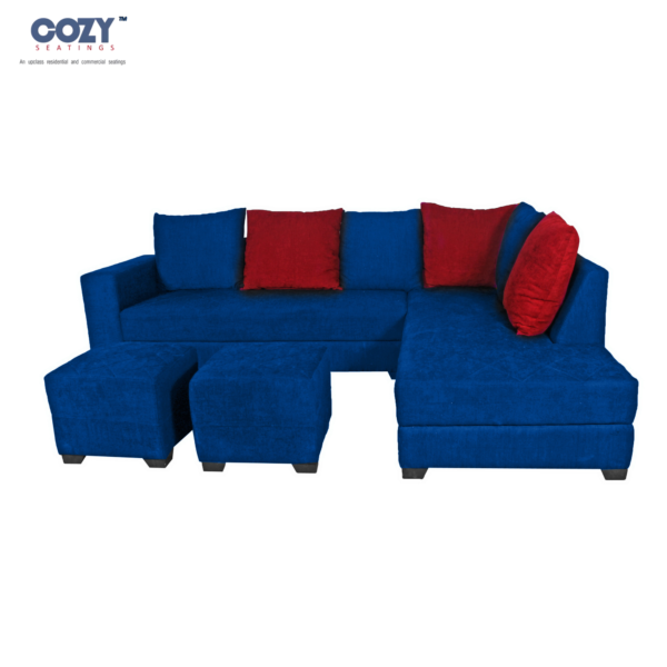 Casastyle Adona Swed Fabric Family Sectional Sofa 7 Seater Set- Blue(3+2+1+1+Centre Table)