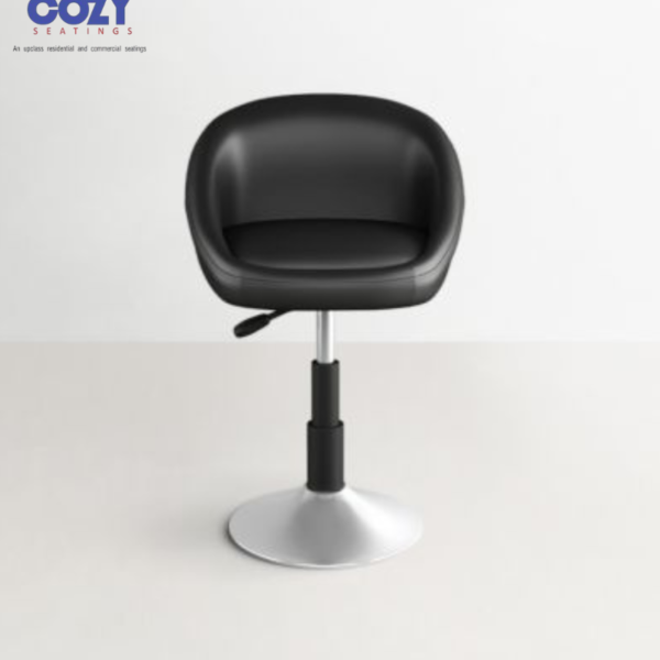 Modular Swivel ABS Plastic Polished Chrome Lounge Area Bar Stool 1 Seater -Black