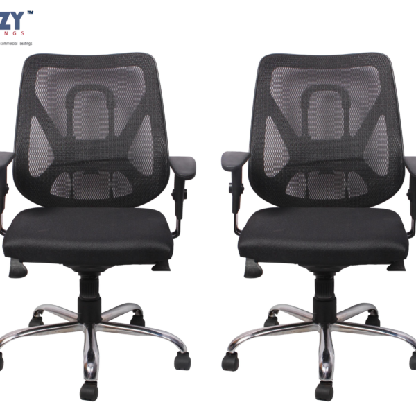 Stylux Premium Synthetic Rattan Office Furniture Ergonomic Chairs Set of 2- Black