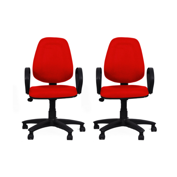 Stylux Premium Synthetic Rattan Office Furniture Conference Chairs Set of 2- Red