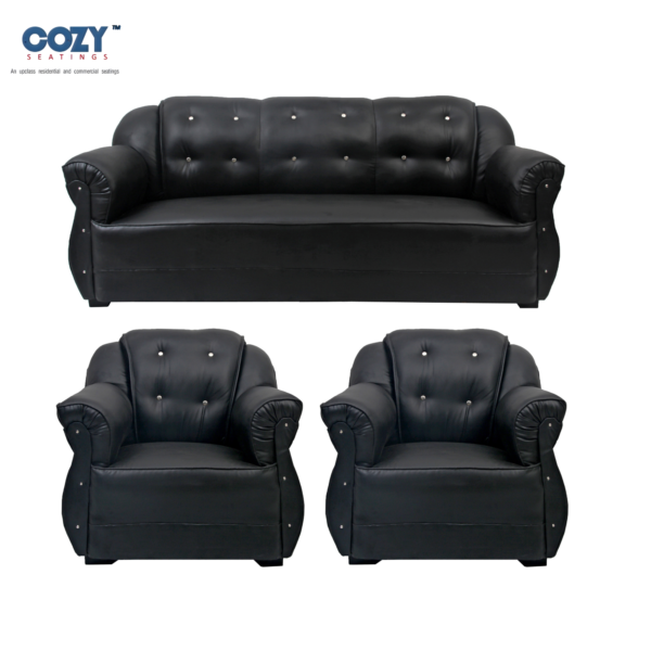 Comfy Francis leatherette classy sofa set of 5 - Black(3+1+1)
