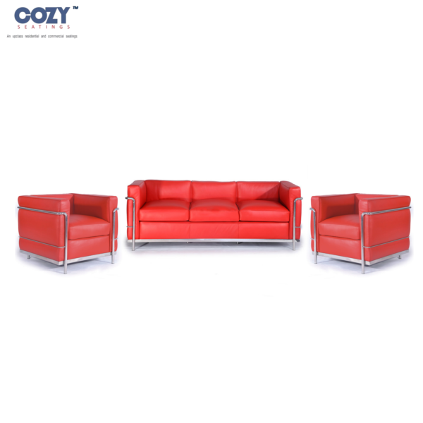 Mushy Synthetic PE Rattan (Wicker) Office Furniture Sofa 5 Seater Set- Red(3+1+1)