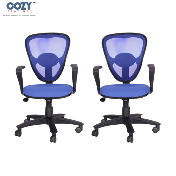 Stylux Premium Synthetic Rattan Office Furniture Visitor Triangle Chairs Set of 2- Sapphire Blue