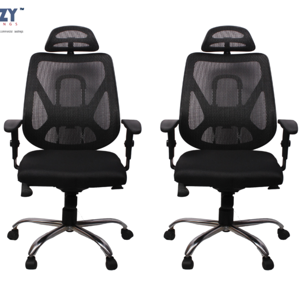 Stylux Premium Synthetic Rattan Office Furniture Ergonomic Chairs Set of 2- Black