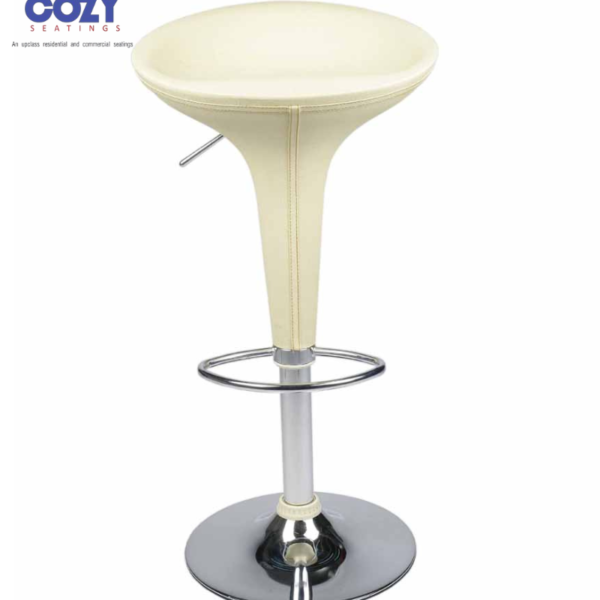 Modern Swivel ABS Plastic Polished Chrome Lounge Area Bar Stool 1 Seater -White