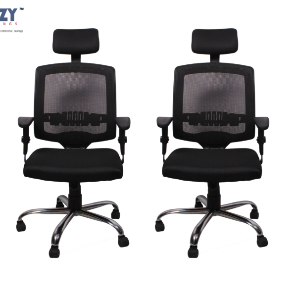 Stylux Premium Synthetic Rattan Office Furniture Ergonomic Square Chairs Set of 2- Black