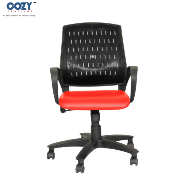 Stylux Premium Synthetic Rattan Office Furniture Computer Chair Set of 1- Red