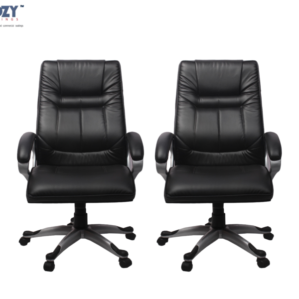 Stylux Premium Synthetic Rattan Office Furniture Ceo Chairs Set of 2- Black