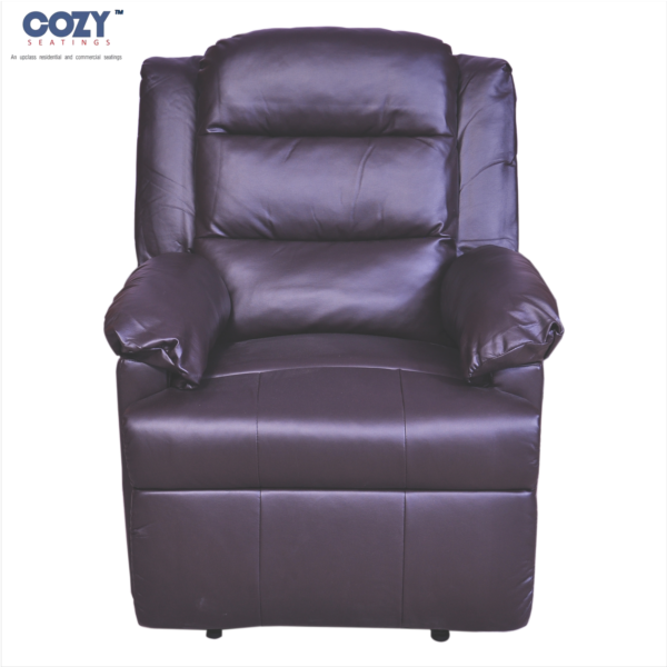 Sierra Leatherette upholstery Theatre Manual Recliner Chair 1 Seater -Brown