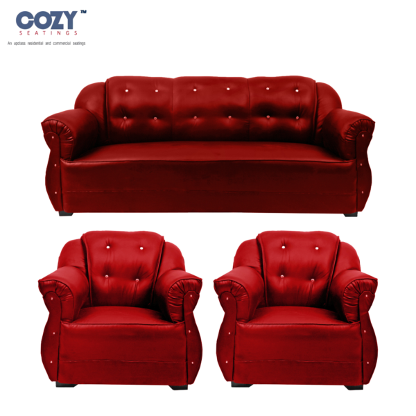 Chesterfield variant Velvet classy sofa set of 5 - Red(3+1+1)