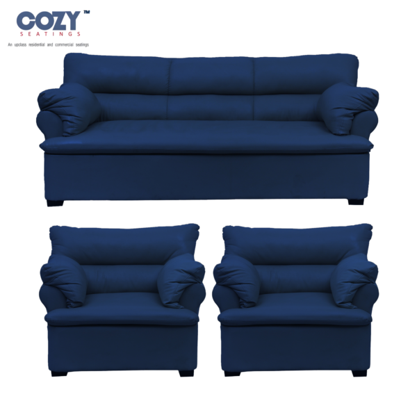 Lagoon Leather Luxury Living Space Modern Sofa 5 Seater Set- Dark Blue(3+1+1)