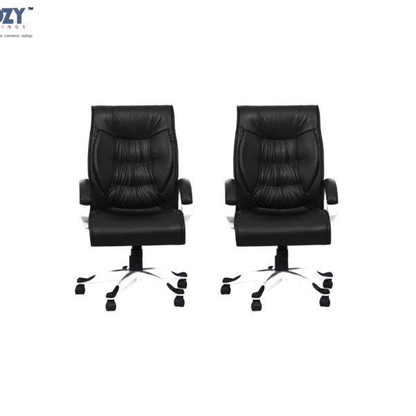 Stylux Premium Synthetic Rattan Office Furniture Rectangular Ceo Chairs Set of 2- Black