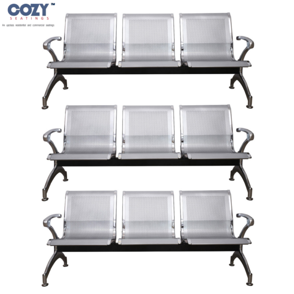 Mushy Synthetic PE Rattan (Wicker) Office Furniture Chair 9 Seater Set- Greyish Silver(3+3+3)