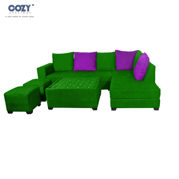 Casastyle Adona Swed Fabric Family Sectional Sofa 7 Seater Set- Green(3+2+1+1+Centre Table)