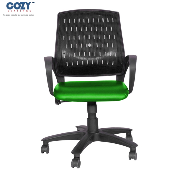 Stylux Premium Synthetic Rattan Office Furniture Computer Chair Set of 1- Green