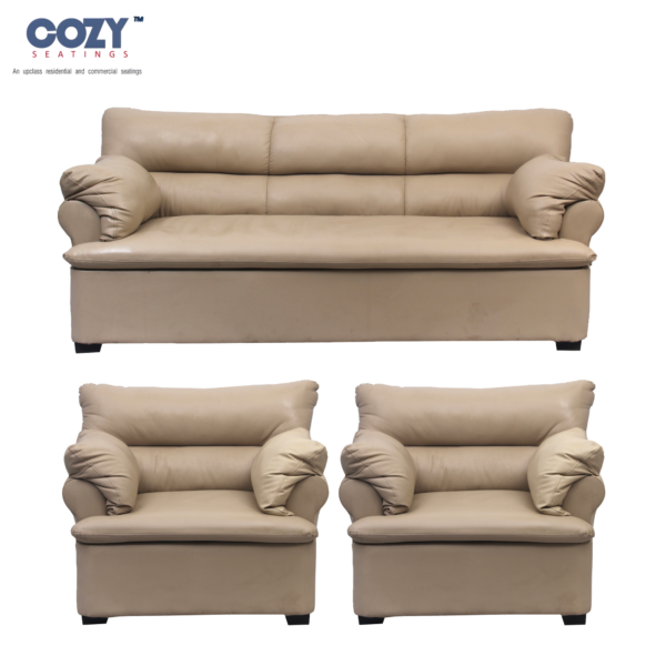 Lagoon Leather Luxury Living Space Modern Sofa 5 Seater Set- Pink(3+1+1)